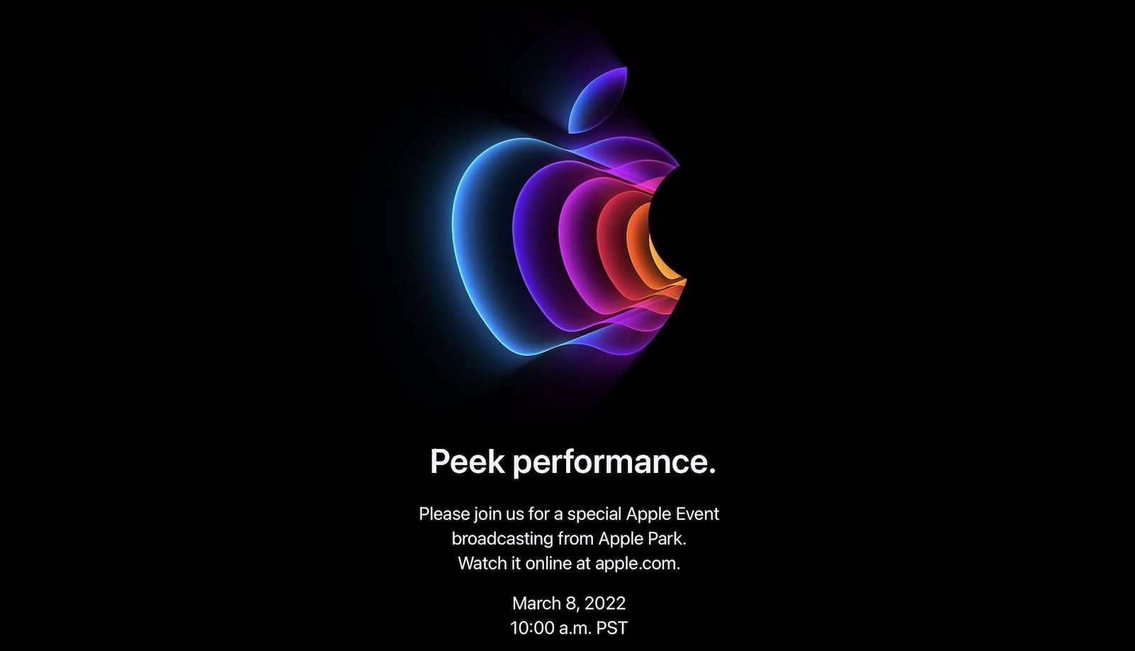 Sự kiện Apple tháng 3/2022 Peek Performance
