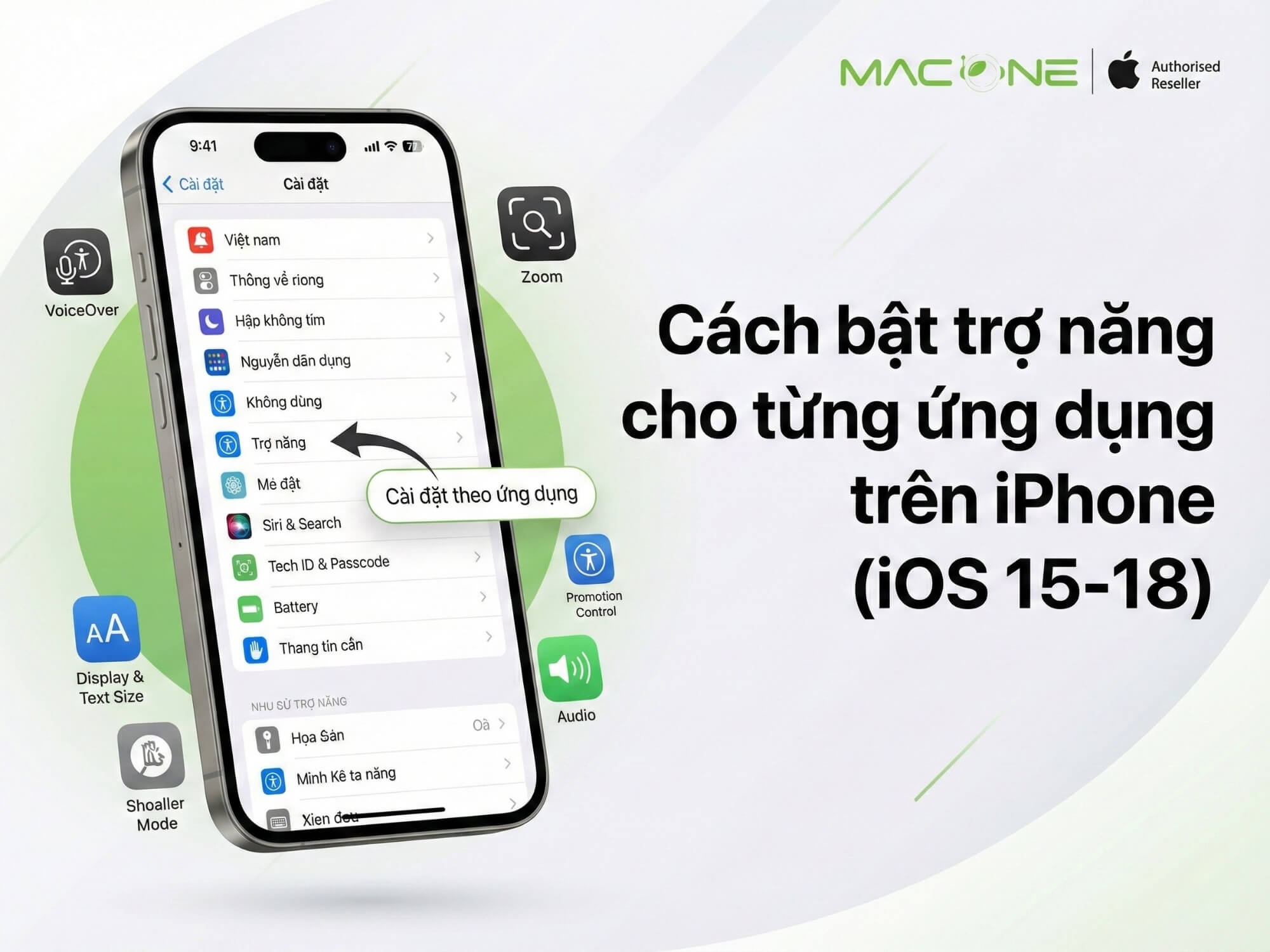 Cách bật trợ năng cho từng ứng dụng trên iPhone (iOS 15-18)