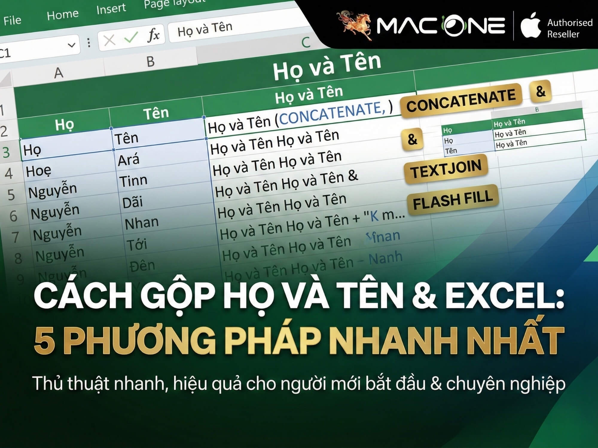 Cách gộp họ và tên trong Excel: 5 phương pháp nhanh nhất