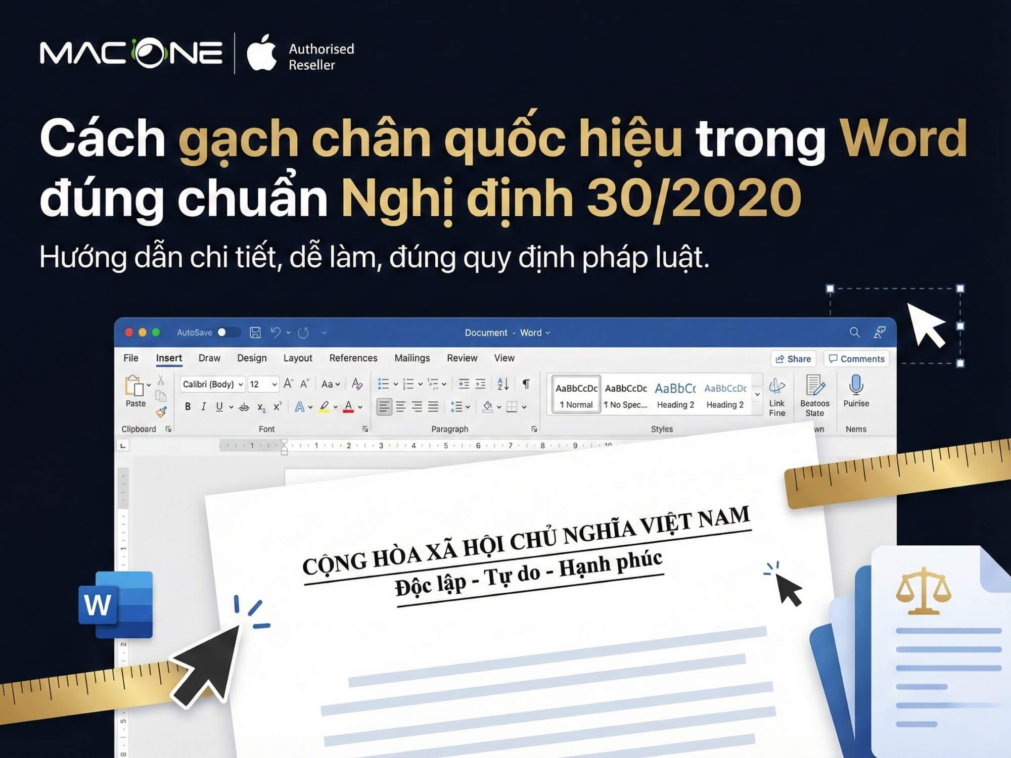 Cách gạch chân quốc hiệu trong Word đúng chuẩn Nghị định 30/2020 