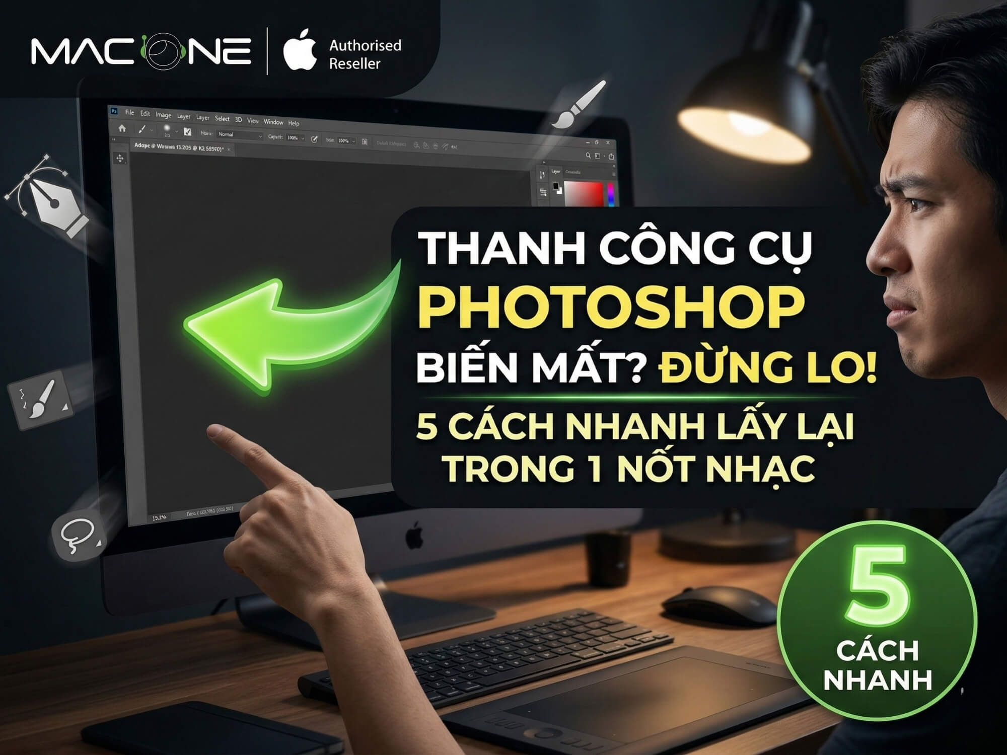 Sửa lỗi mất thanh công cụ trong Photoshop: 5 cách nhanh