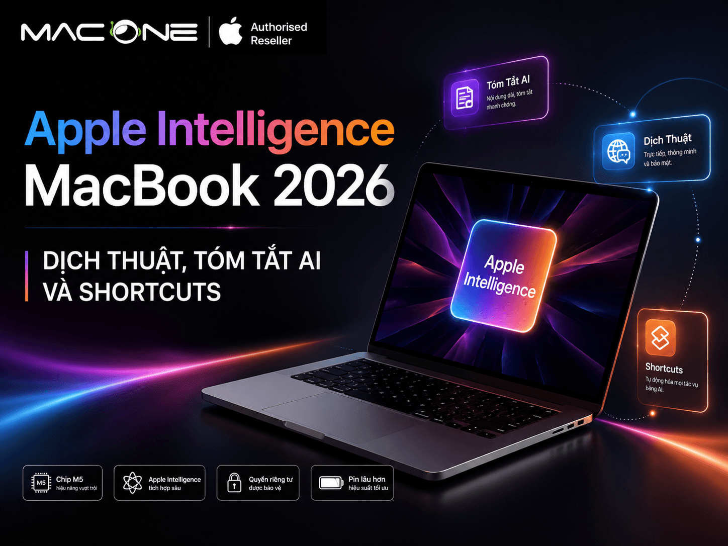 Apple Intelligence MacBook 2026: Dịch Thuật, Tóm Tắt AI Và Shortcuts