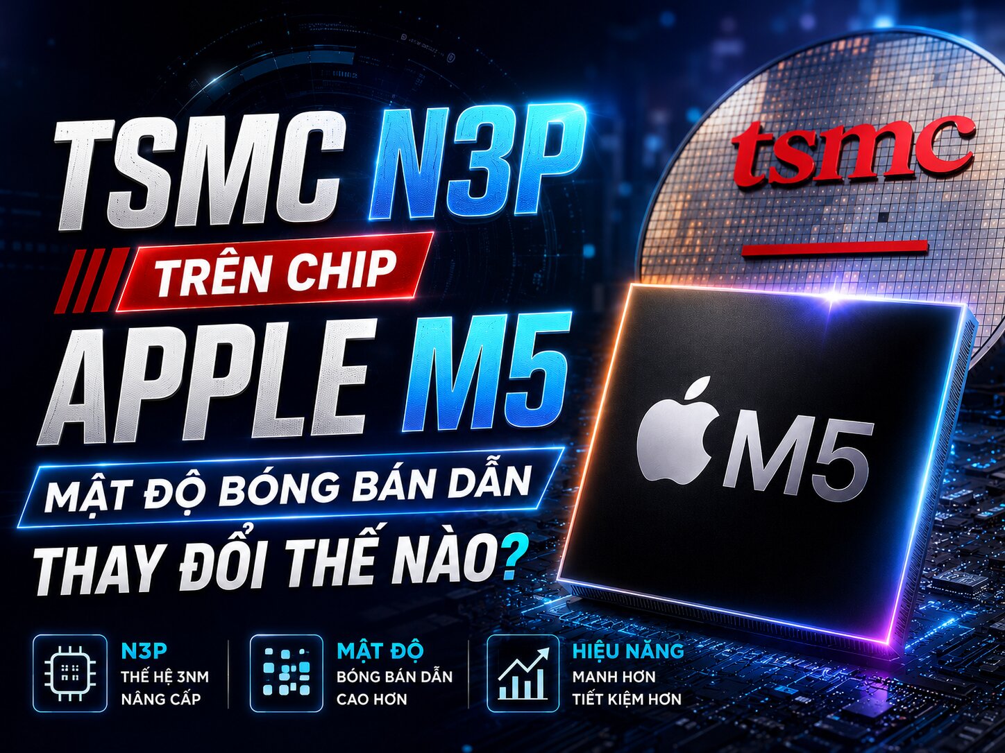 TSMC N3P trên chip Apple M5: Mật độ bóng bán dẫn thay đổi thế nào?
